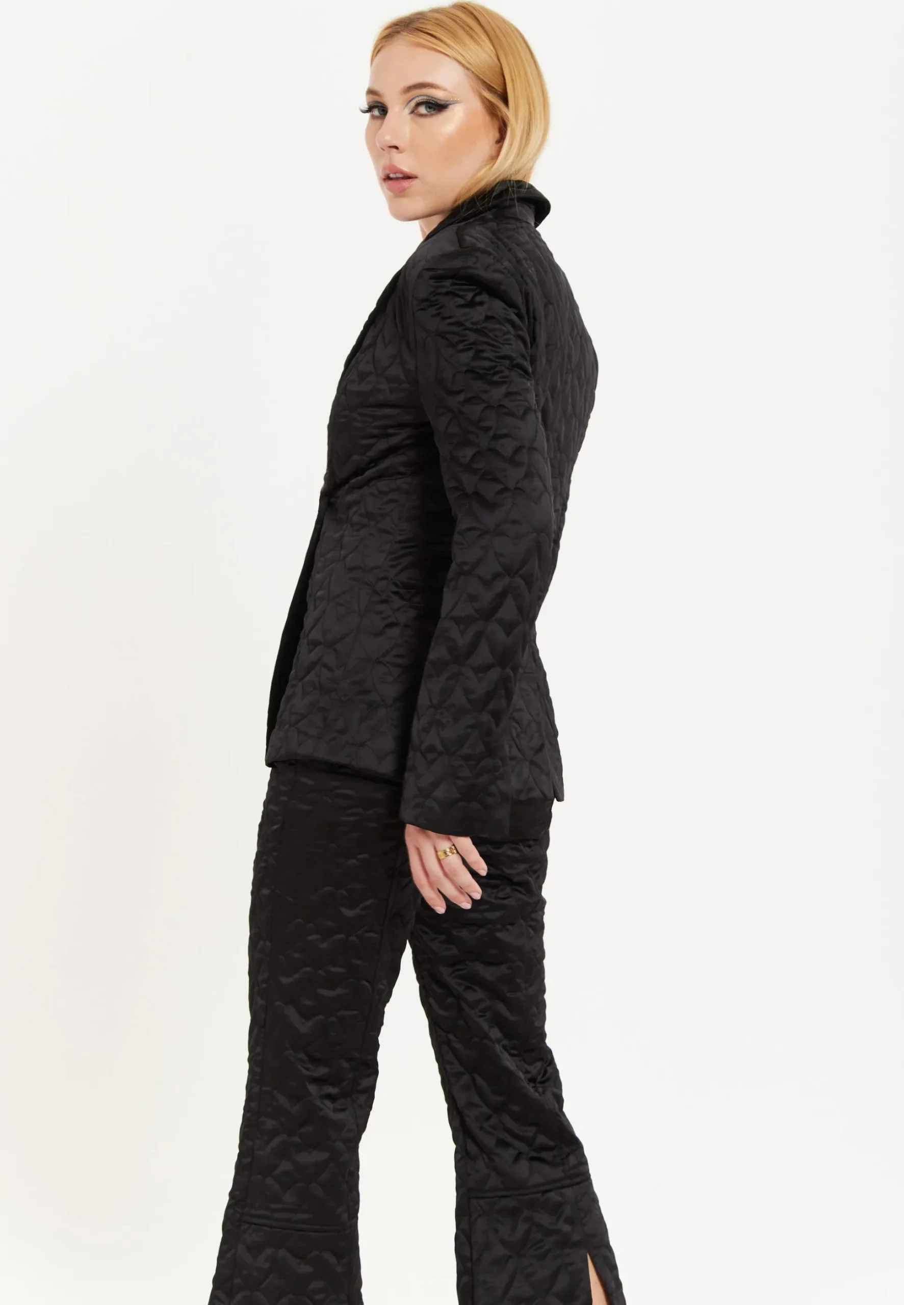 House Of Holland Heart Quilted Blazer in Black