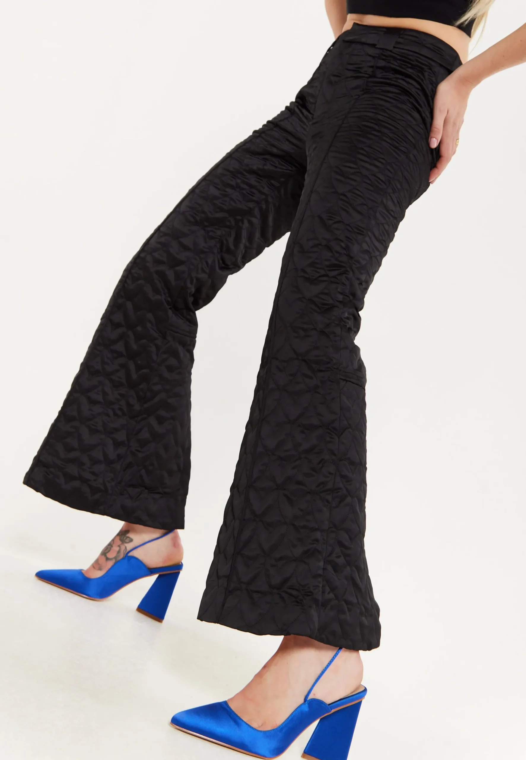 House Of Holland Heart Quilted Trousers in Black