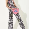 House Of Holland Heart Shape Cross Body Bag In Pink With A Chain Detai