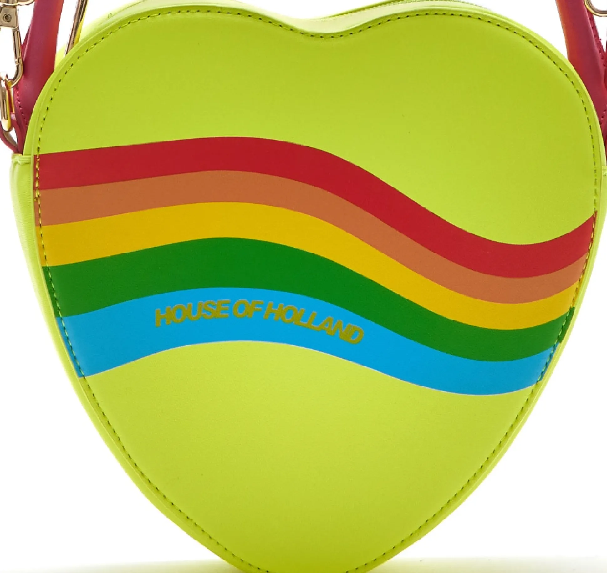 House Of Holland Heart Shape Cross Body Bag In Lime, Pink And Rainbow