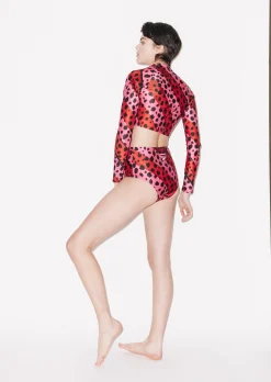 House of Holland HOH X Speedo Bright Cheetah Stripe Rash Top