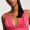 House of Holland Hot Pink Denim Studded Bralette