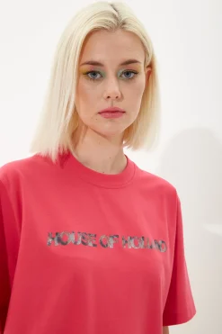 House of Holland Hot Pink Transfer Printed T-Shirt