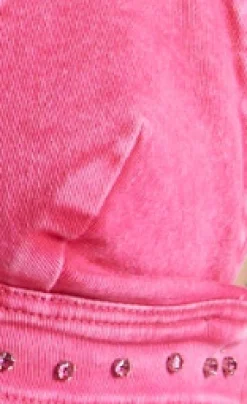 House of Holland Hot Pink Denim Studded Bralette