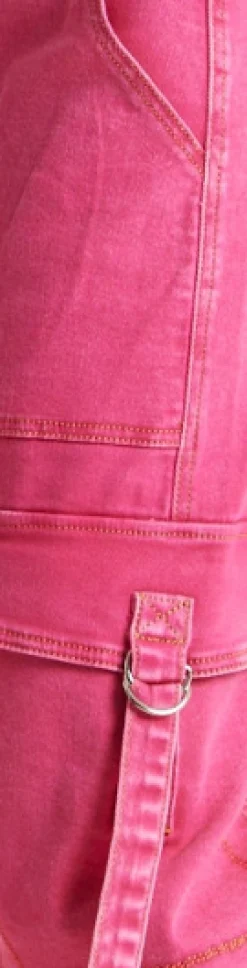 House of Holland Hot Pink Denim Wide Leg Cargo Trousers