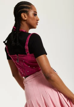 House of Holland Hot Pink Studded Corset Top