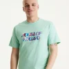 House Of Holland Iridescent Transfer Printed T-Shirt in Egg Blue