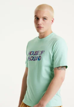 House Of Holland Iridescent Transfer Printed T-Shirt in Egg Blue