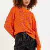House of Holland Jacquard Duo Jumper in Orange & Pink
