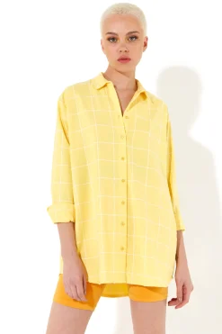 House of Holland Jacquard Check 3 /4 Length Sleeve Oversized Shirt in