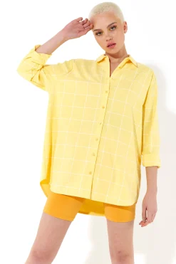 House of Holland Jacquard Check 3 /4 Length Sleeve Oversized Shirt in