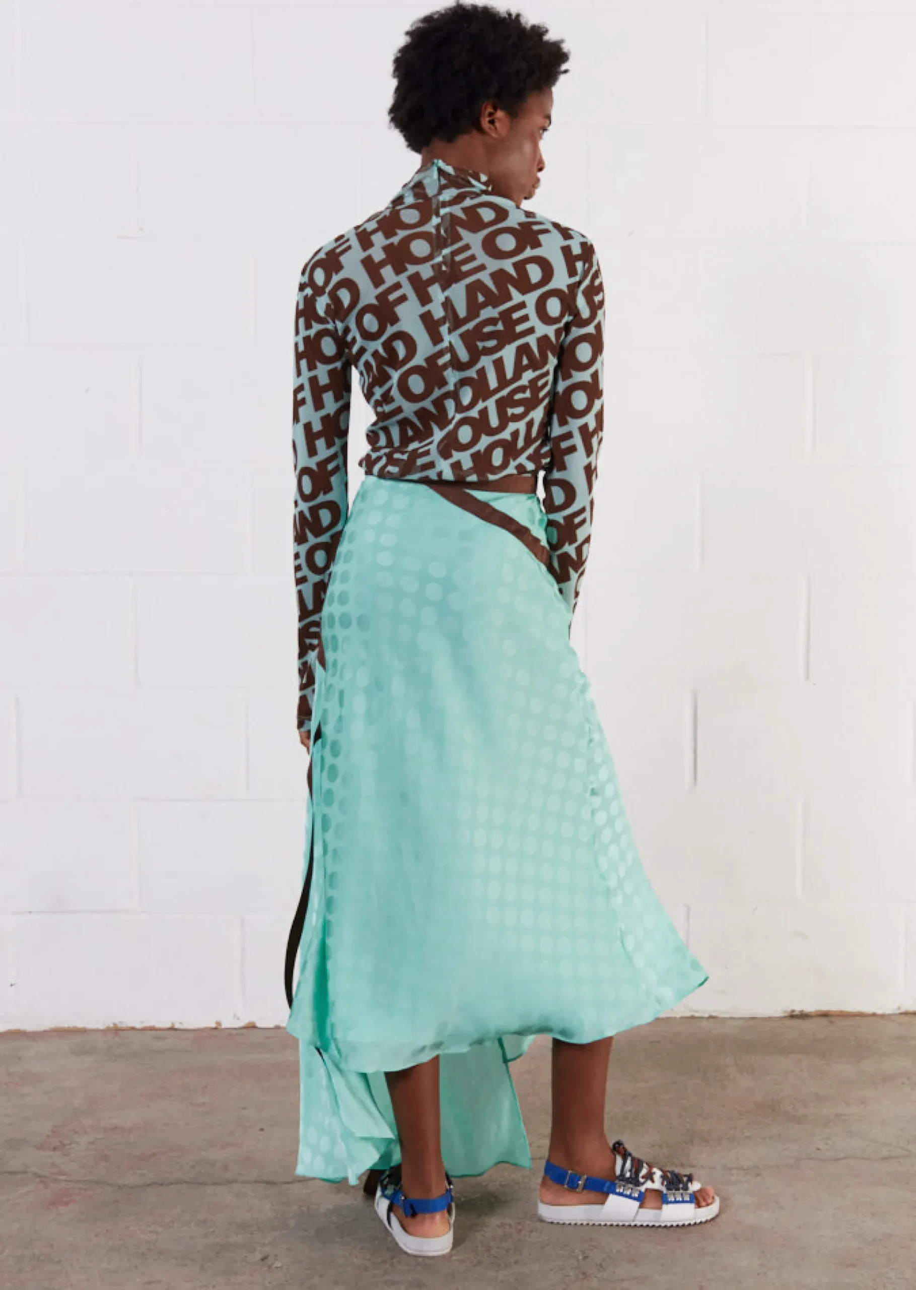 House Of Holland Jacquard Mint Midi Skirt