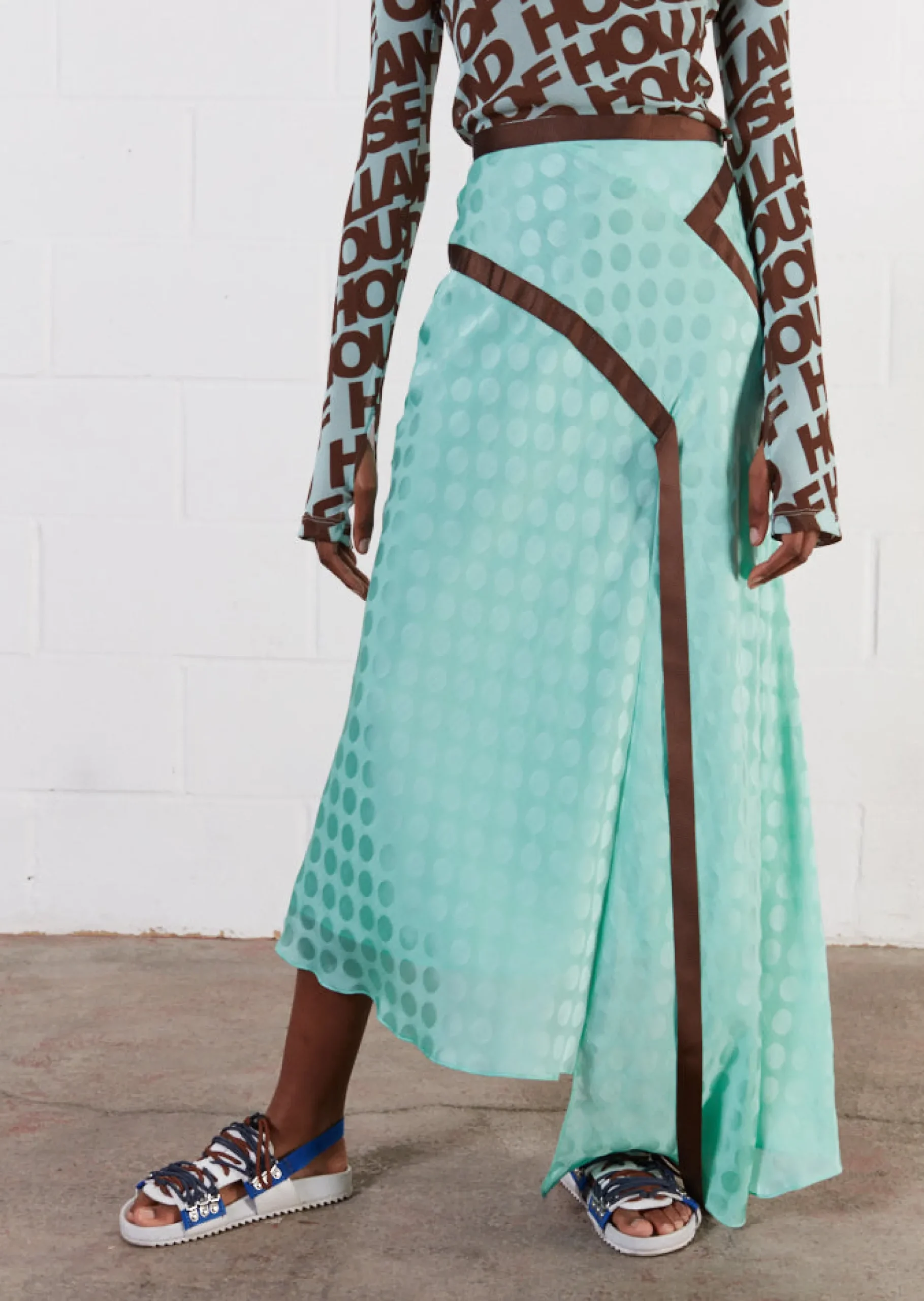 House Of Holland Jacquard Mint Midi Skirt