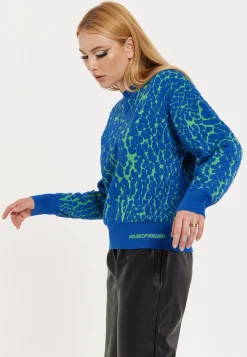 House of Holland Jacquard Duo Jumper in Blue & Green