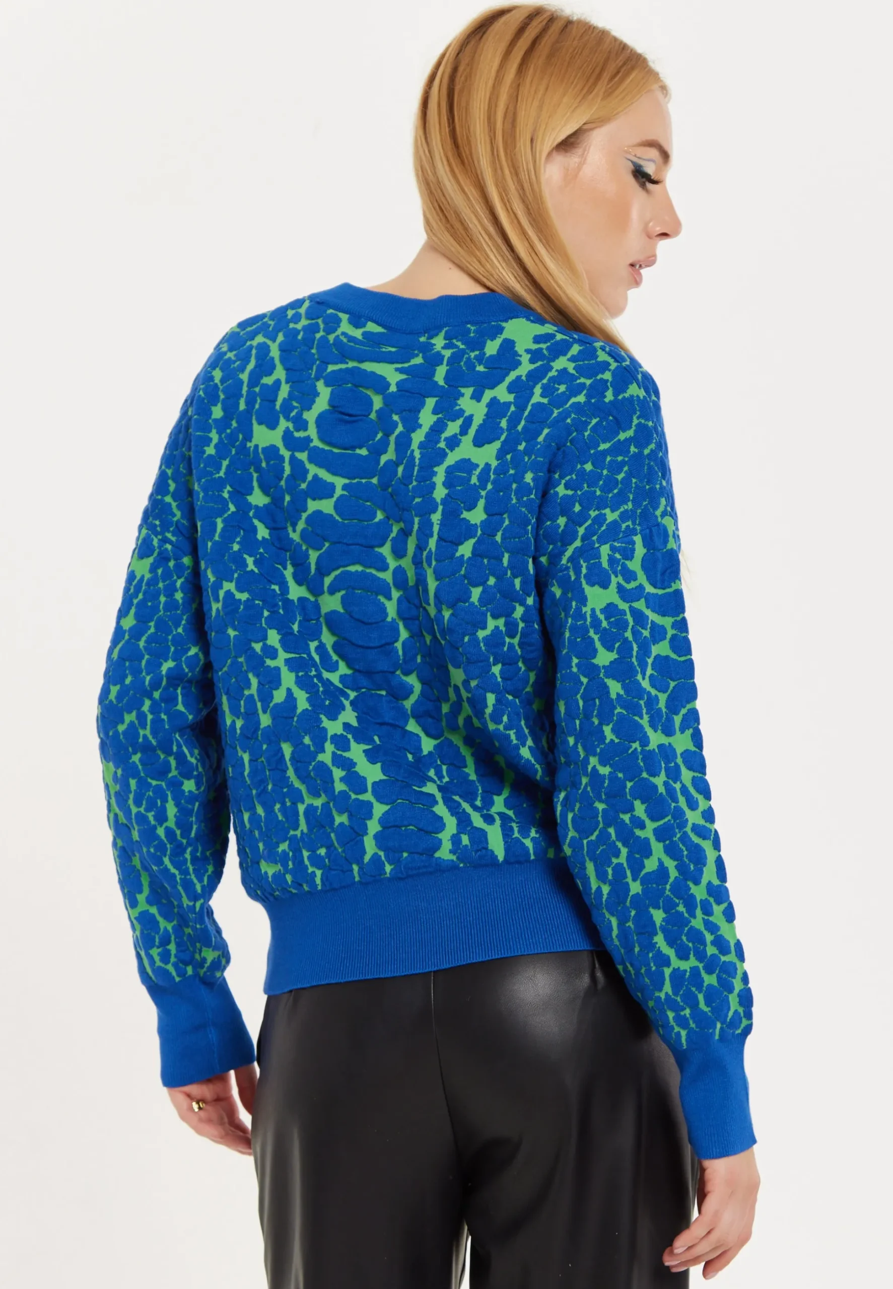 House of Holland Jacquard Duo Jumper in Blue & Green