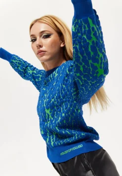 House of Holland Jacquard Duo Jumper in Blue & Green