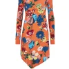 House Of Holland Jersey Floral Rouched Dress