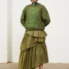 House Of Holland Khaki Frill Midi Skirt