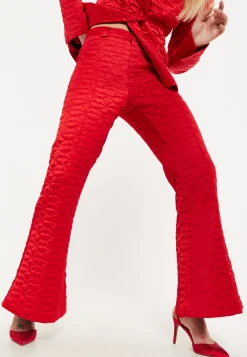 House Of Holland Lips Quilted Trousers In Red
