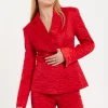 House Of Holland Lips Quilted Blazer In Red