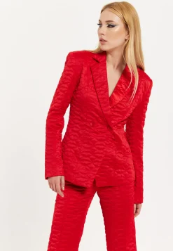 House Of Holland Lips Quilted Blazer In Red