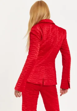 House Of Holland Lips Quilted Blazer In Red