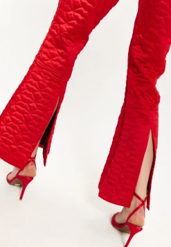 House Of Holland Lips Quilted Trousers In Red