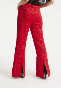 House Of Holland Lips Quilted Trousers In Red