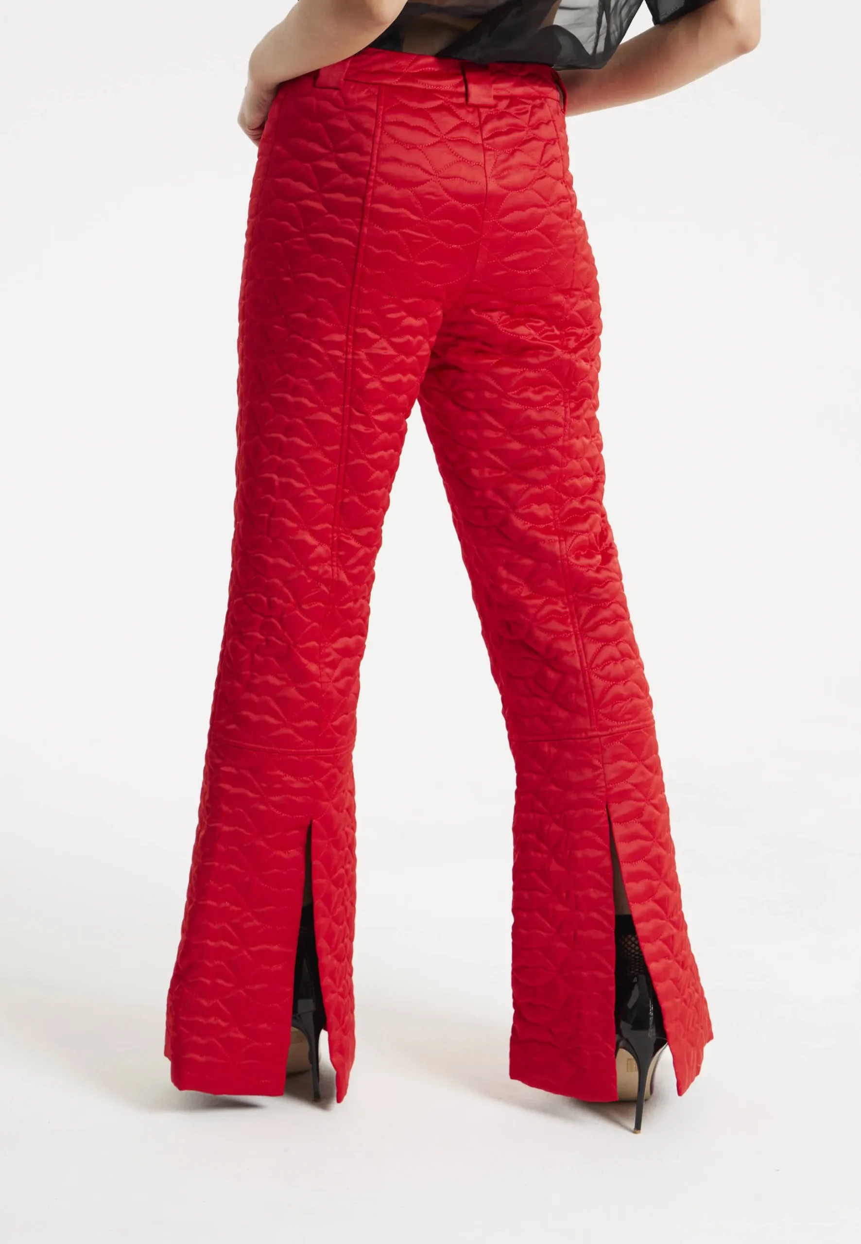 House Of Holland Lips Quilted Trousers In Red