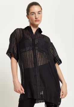 House Of Holland Logo Back Shirt in Black with Pink Embroidery