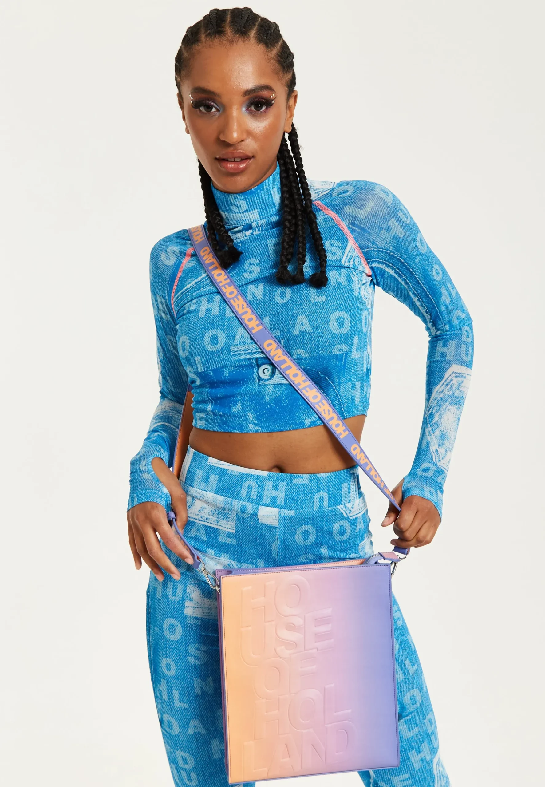 House Of Holland Logo Embossed Crossbody Bag