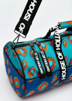 House of Holland Logo Pattern Holdall Bag In Blue
