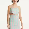 House Of Holland Logo Printed Jersey Mini Dress in Blue and Pink