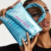 House Of Holland Logo Print Blue Iridescent Crossbody Bag