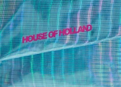 House Of Holland Logo Print Blue Iridescent Crossbody Bag