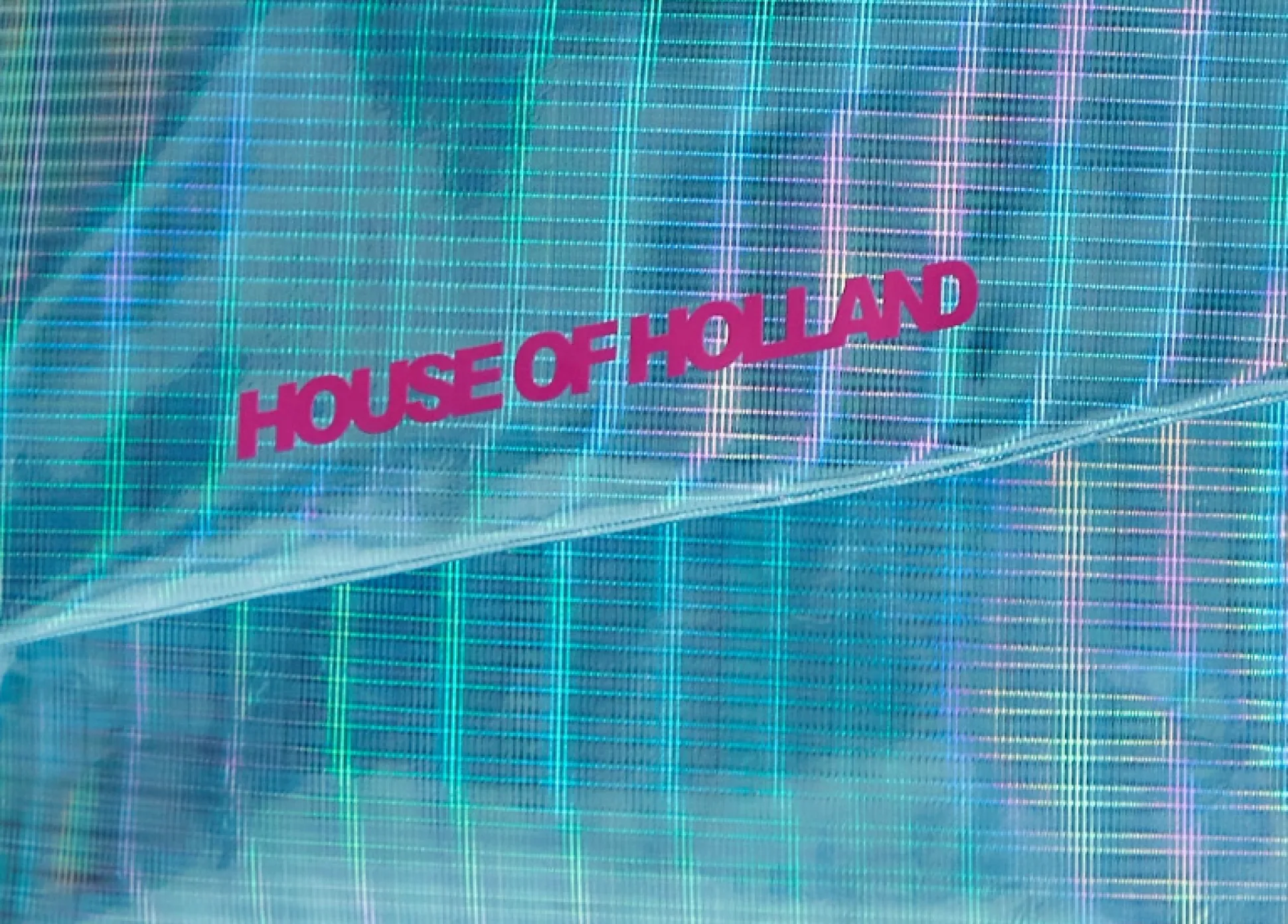 House Of Holland Logo Print Blue Iridescent Crossbody Bag