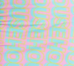 House Of Holland Logo Printed Jersey Mini Dress in Blue and Pink