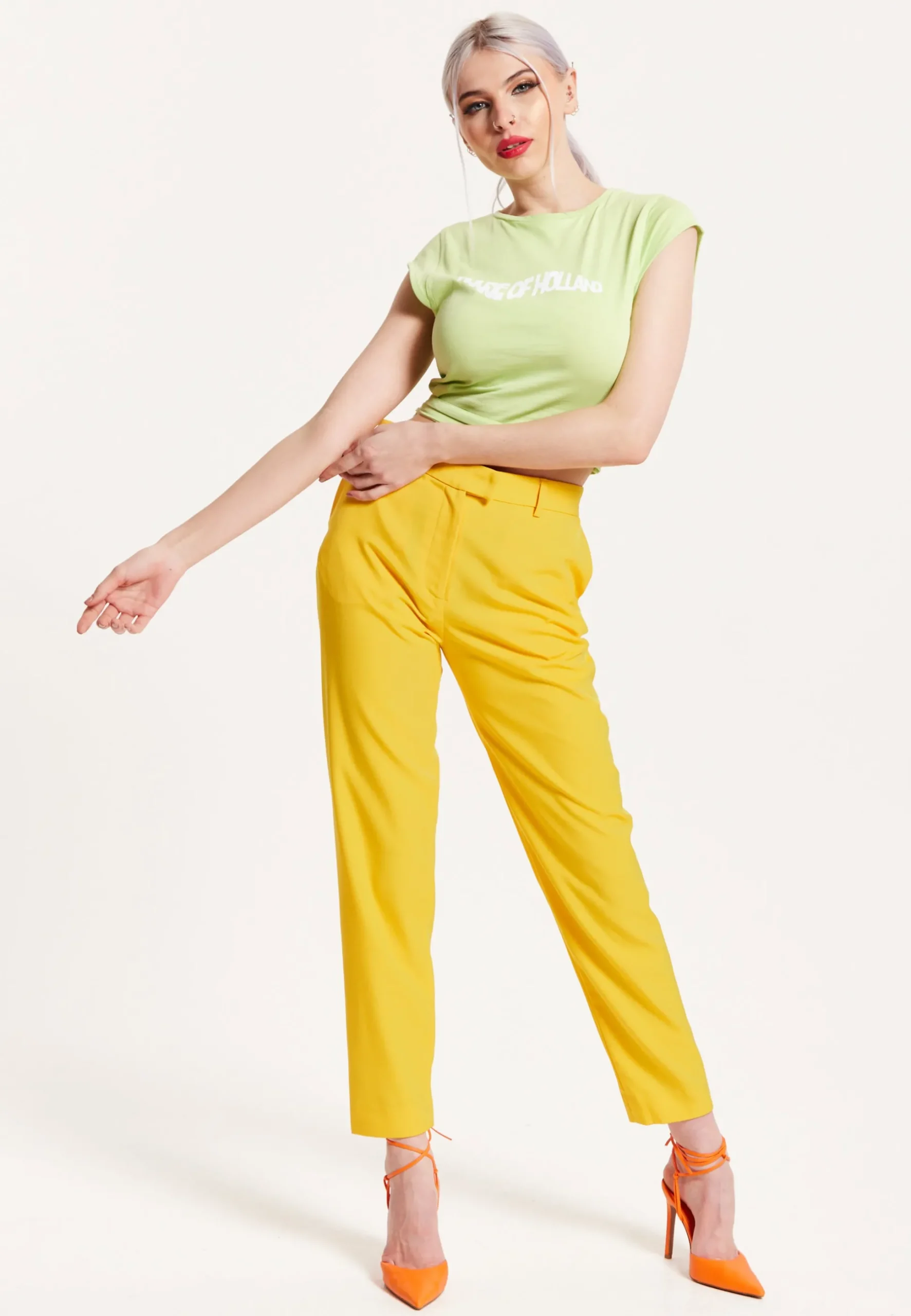 House of Holland Logo Tie Detail Crop Top In Wasabi Green