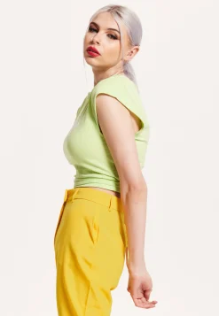 House of Holland Logo Tie Detail Crop Top In Wasabi Green