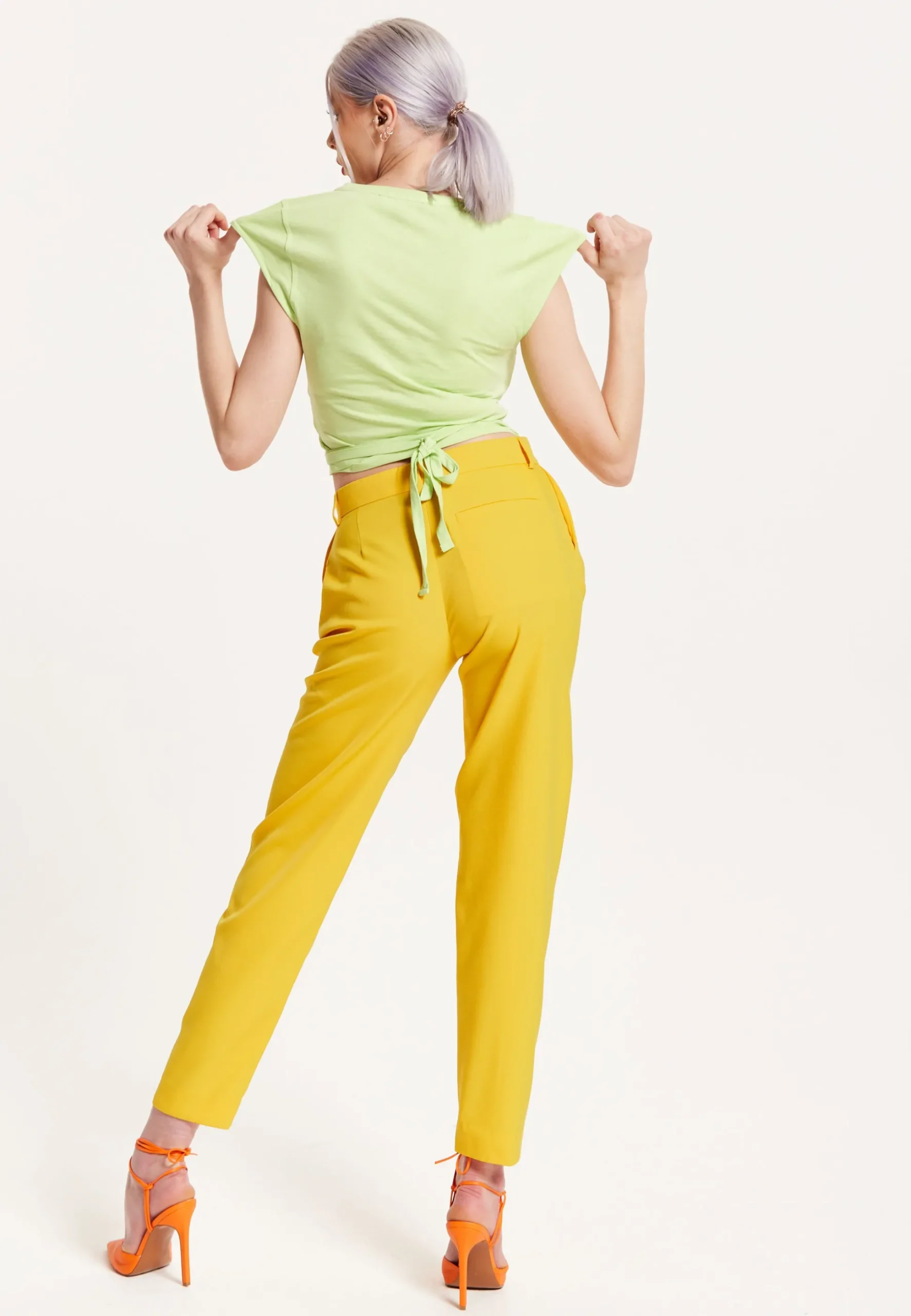 House of Holland Logo Tie Detail Crop Top In Wasabi Green