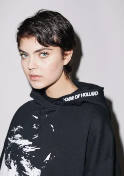 House Of Holland Longline Face Hoodie