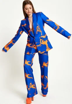 House Of Holland Marble Print Trousers in Blue And Orange