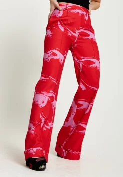House Of Holland Marble Print Suit Trouser in Red And Pink