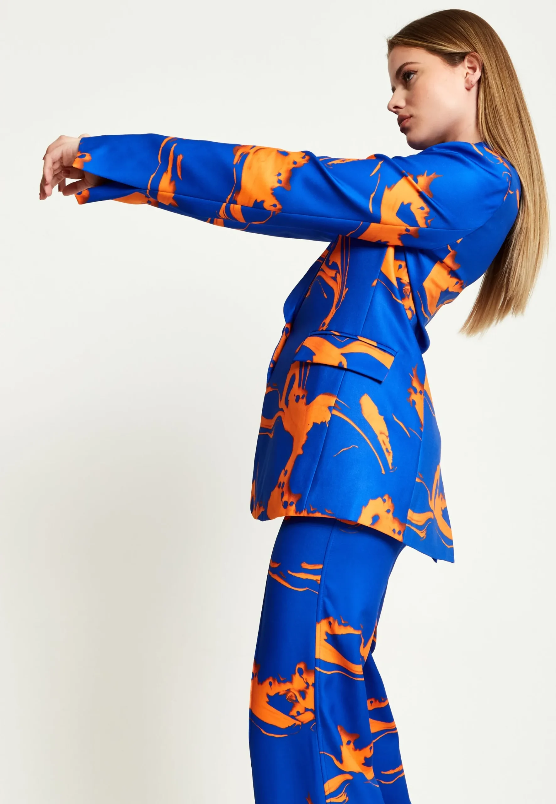 House Of Holland Marble Print Blazer in Blue And Orange