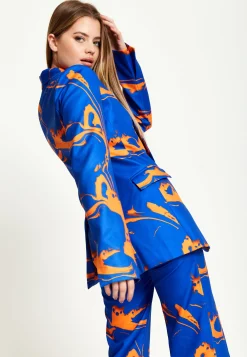 House Of Holland Marble Print Blazer in Blue And Orange