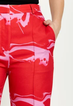 House Of Holland Marble Print Suit Trouser in Red And Pink