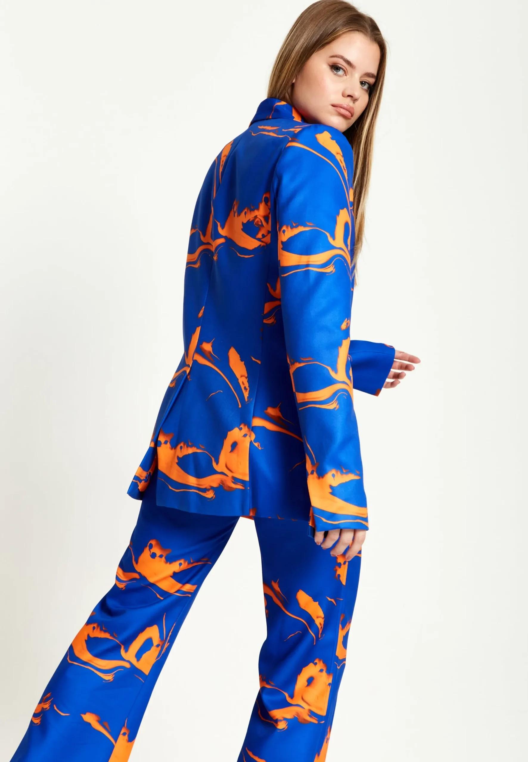 House Of Holland Marble Print Blazer in Blue And Orange