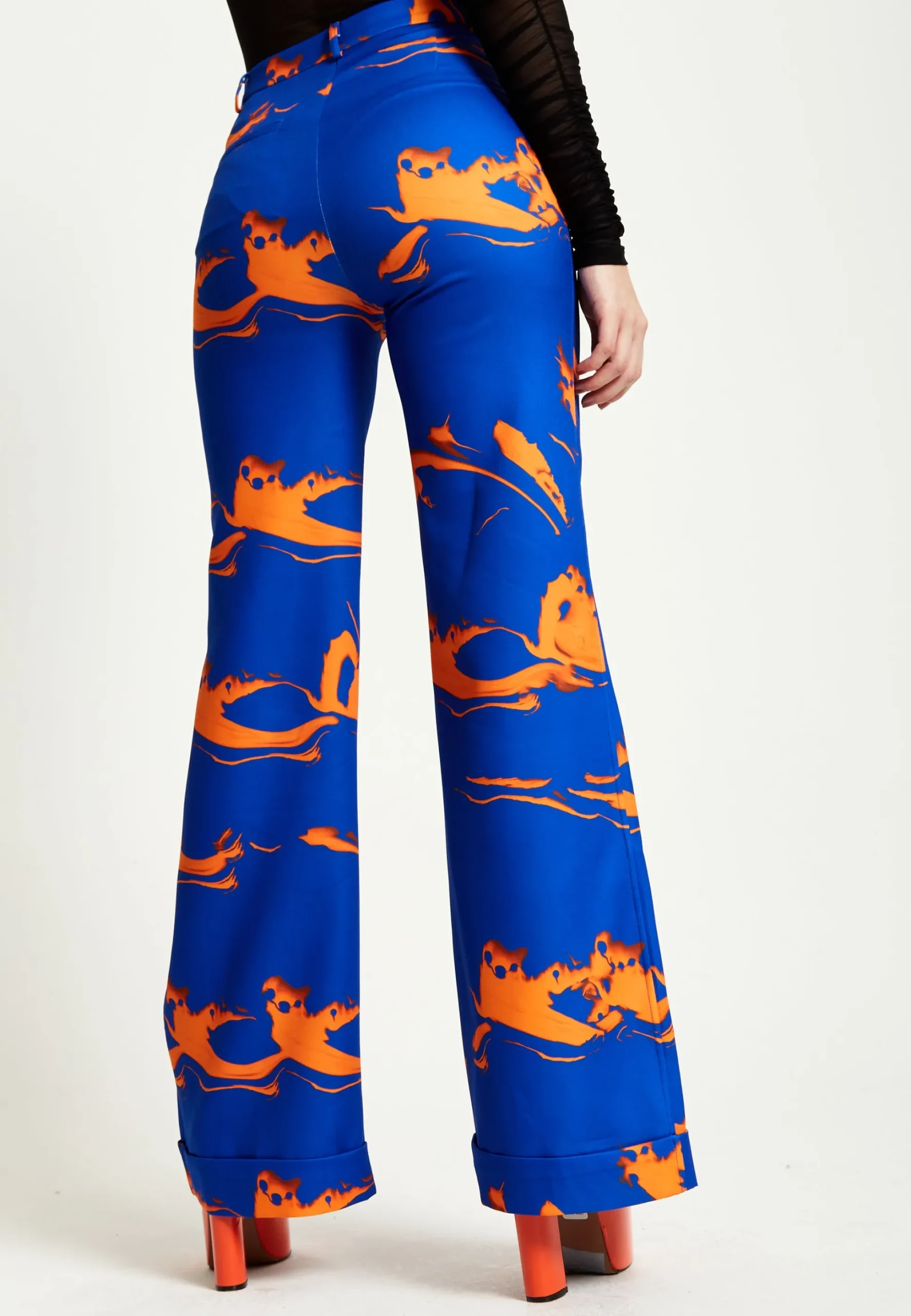 House Of Holland Marble Print Trousers in Blue And Orange