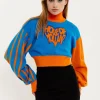 House Of Holland Melting Heart Logo Jumper in Blue And Orange