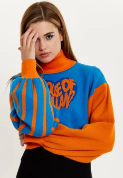House Of Holland Melting Heart Logo Jumper in Blue And Orange